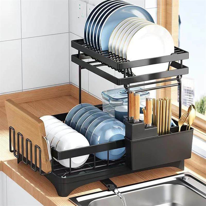 厨房双层碗碟沥水架碗筷放碗架碗盘置物架台面水槽沥水收纳碗架