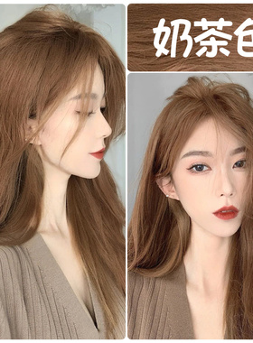 2025流行纯植物染发膏奶茶黑紫蓝黑色染发剂无需褪色自己在家染发