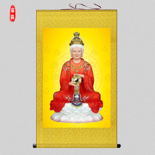 新中式无声老母神像家用供奉骊山圣母娘娘卷轴画八卦无极老母挂画