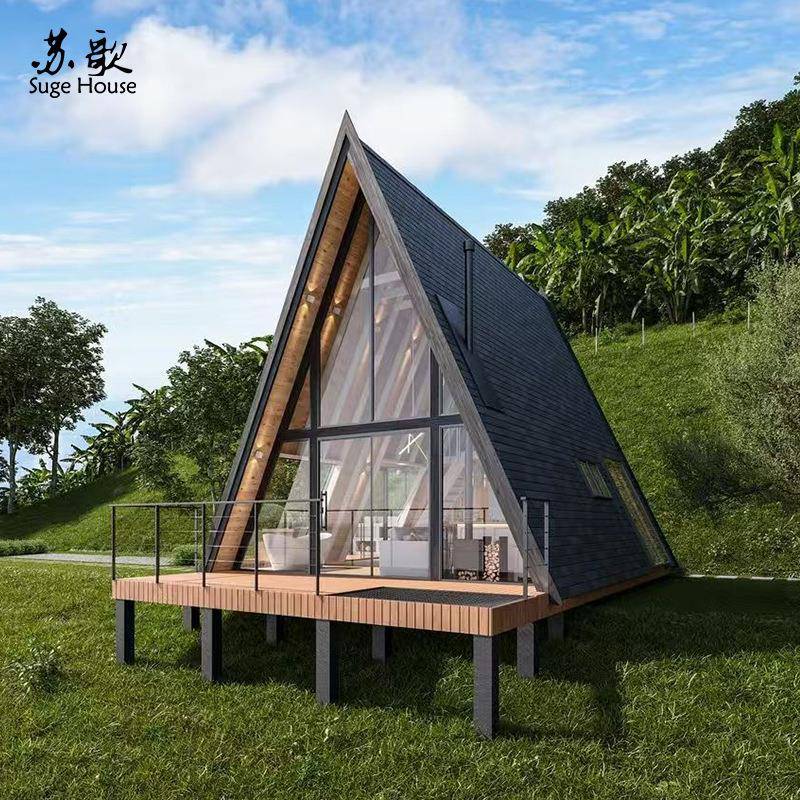 按需求设计建造景区度假钢结构三角木屋民宿酒店模块化阳光房安装
