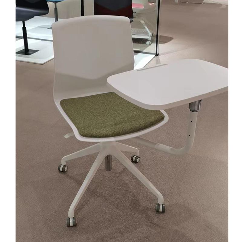学生升降旋转会议培训椅带写字板杯架桌椅一体小桌板带轮塑料转椅