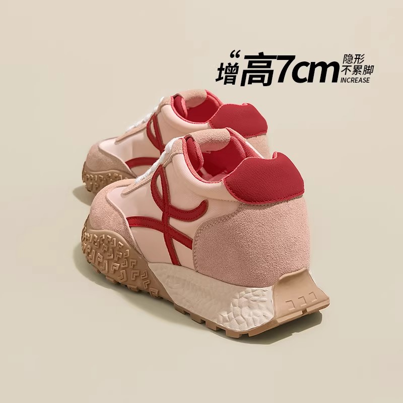 粉色厚底德训鞋女轻便透气软底