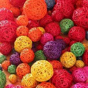 干花仿真花工艺品柳球装饰球藤球室内户外装饰彩球纯手工编织琉球