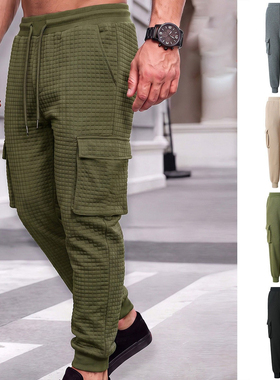 2026秋季男士华夫格工装束脚裤多口袋运动休闲卫裤Men's trousers