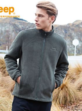 Jeepoutdoor吉普抓绒外套男款春季冲锋衣内胆摇粒绒运动长袖户外