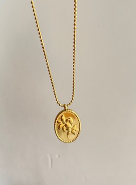 woo福利款百合花开法式复古项链