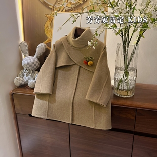 现货＜青竹＞【羊绒+绵羊毛+天丝纯手工双面呢】女童冬拆卸领外套