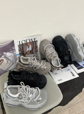 MONIZ2025新款绑带厚底爆款老爹鞋女百搭运动鞋小个子增高休闲鞋