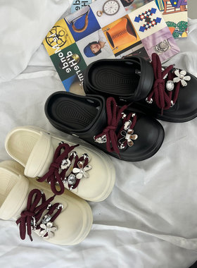 广州MONIZ2025新款洞洞鞋女款夏季外穿踩屎感网红爆款厚底凉鞋eva