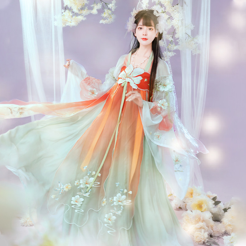 【如梦霓裳丨花精灵】原创汉服女晋制齐胸襦裙诃子羽袖仙女夏季薄_虎窝淘