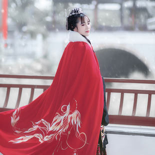 如梦霓裳斗篷汉服女万福金安斗篷加绒加厚配饰披风情侣秋冬装