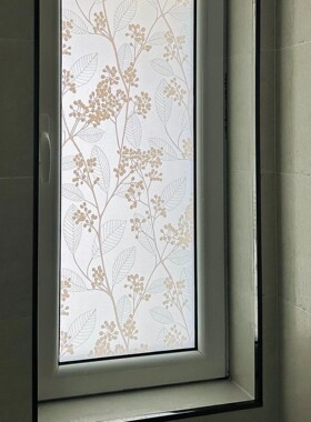 日系风格，静电无胶！白果花玻璃贴膜卫生间防走光窗户白果树贴纸