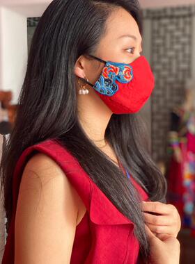 网红手工绣花棉花口罩畲族少数民族风复古刺绣包中国风艺术创意