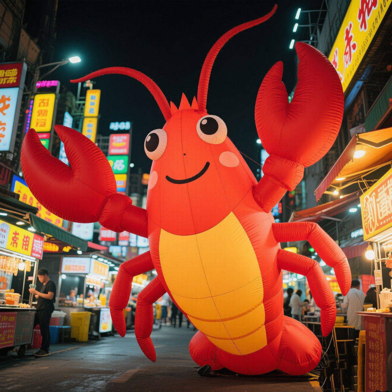 网红大龙虾气模卡通动物造型夜市美陈啤酒节夏季烧烤店迎宾道具