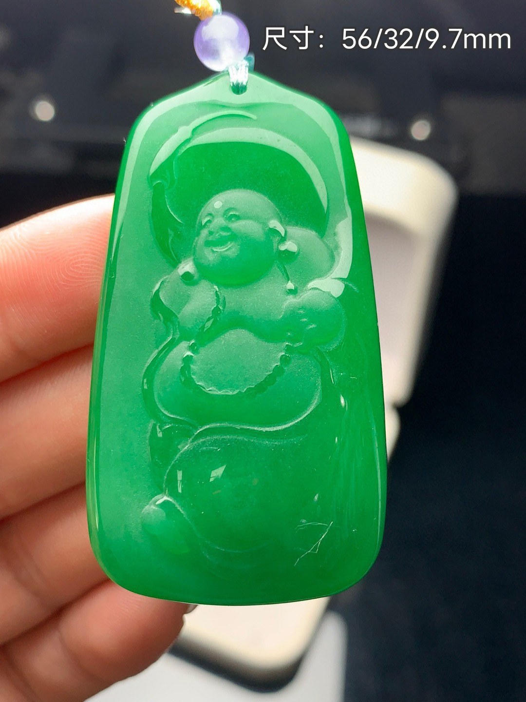 缅甸翡翠满绿自在佛公满绿冰糯种满绿弥勒佛吊坠正阳绿缅甸玉佛公