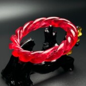 珍藏老坑高冰种阳绿老翡翠绞丝手镯女帝王绿麻花翠玉镯子送礼红翡