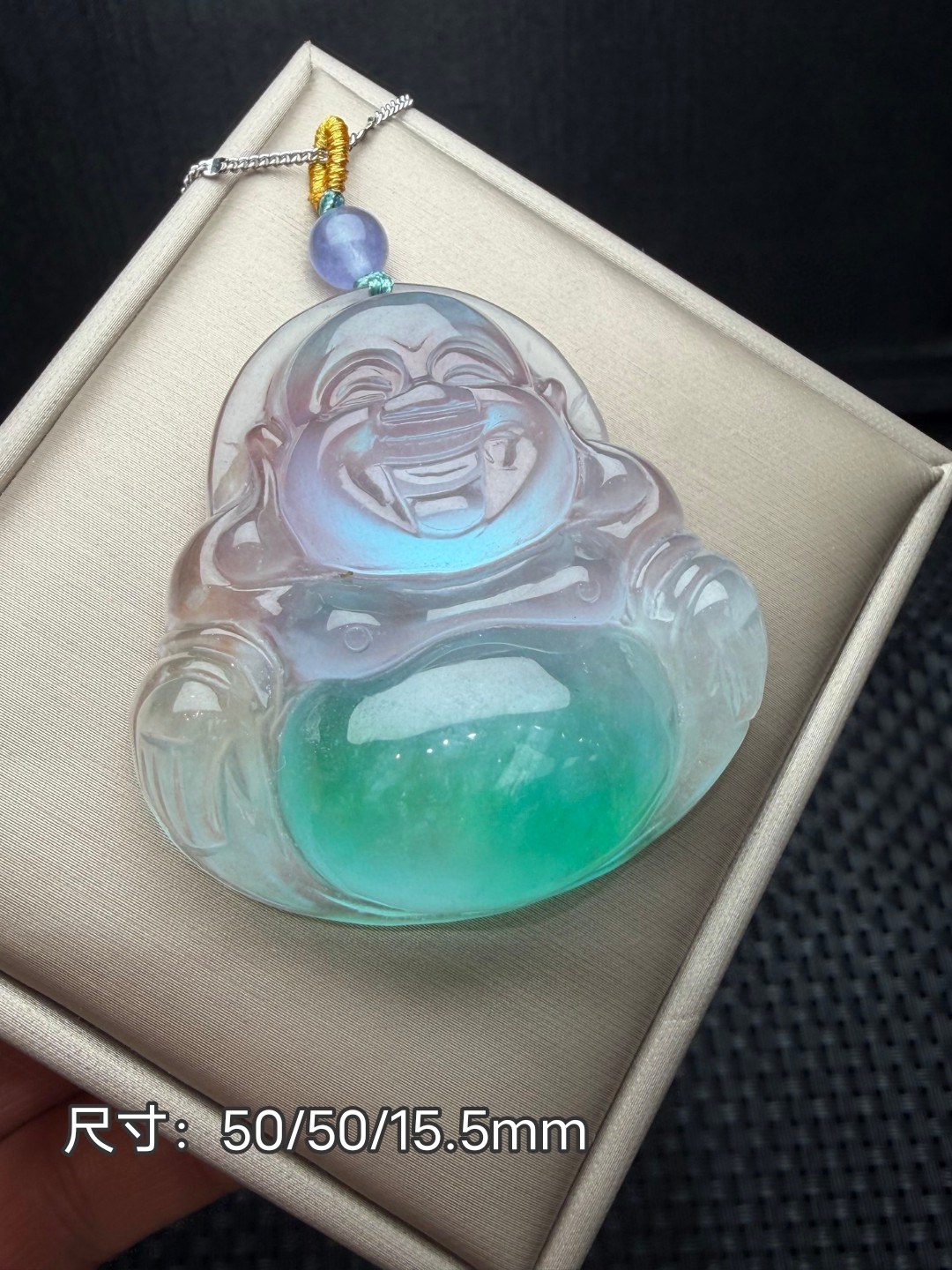 翡翠冰种飘翠大肚佛笑佛挂件冰底蓝绿飘绿佛公吊坠平安转运男女坠