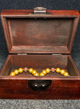 古玩旧藏花梨木镶银元收藏盒内珍藏珍珠手串手链送礼佳品