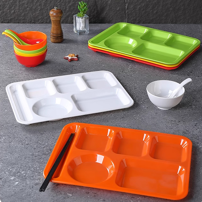 工厂学校食堂六格长方形自助饭盘