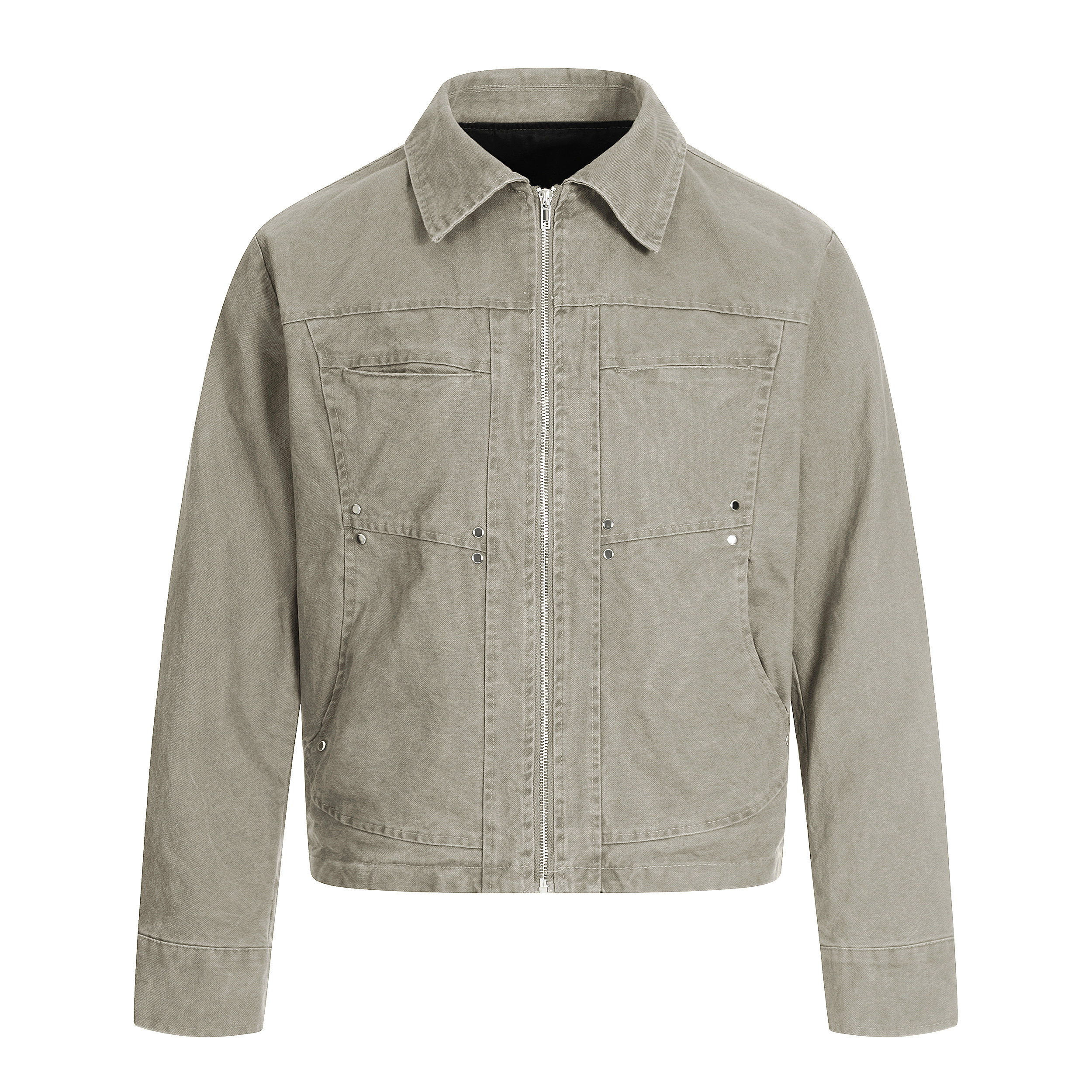 奶尤大大美式做旧设计感铆钉短款夹克春季纯色claenfit百搭外套,男装,牛仔外套,淘宝优惠券,粉丝福利购,淘宝优惠卷