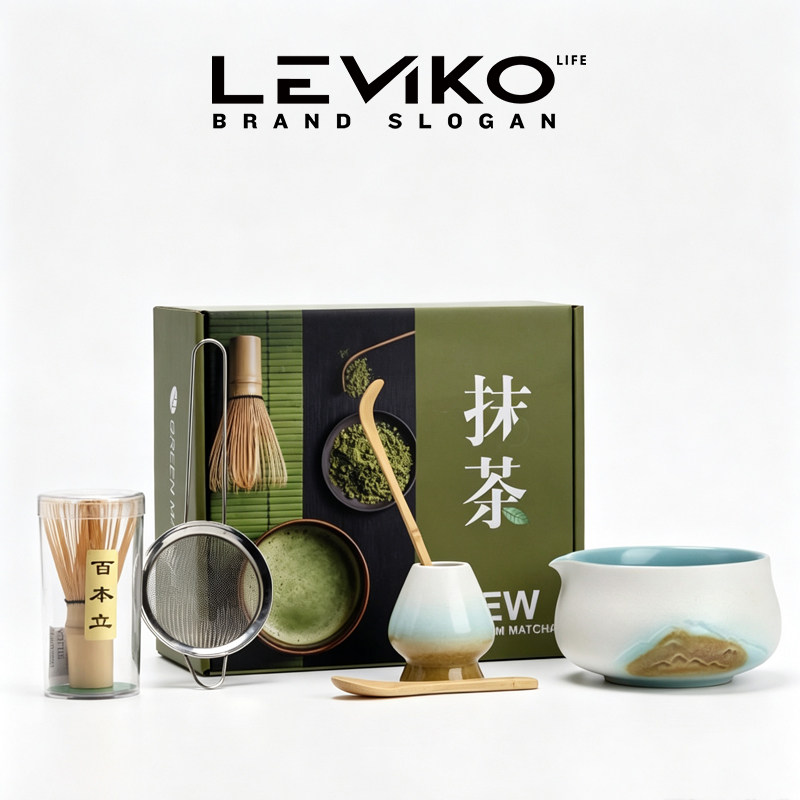 Leviko陶瓷渐变抹茶碗茶筅立