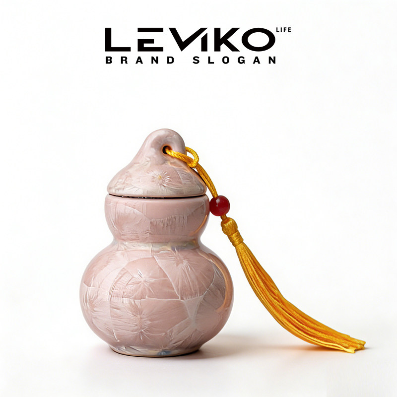 Leviko结晶釉茶叶罐迷你陶瓷葫芦密封储存罐抹茶罐香粉罐礼盒包装