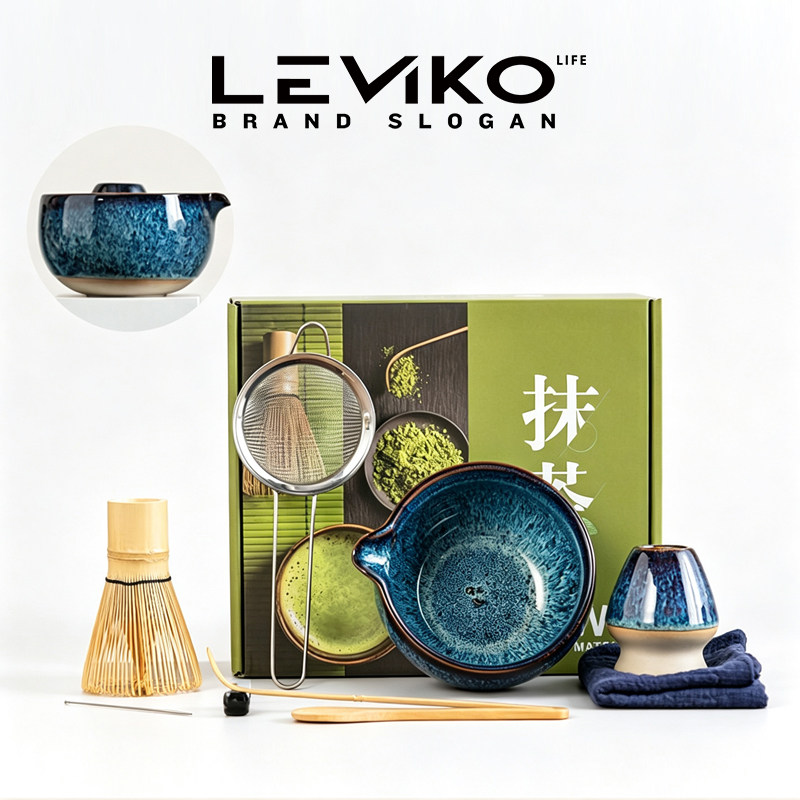 Leviko拉丝窑变釉带嘴抹茶碗