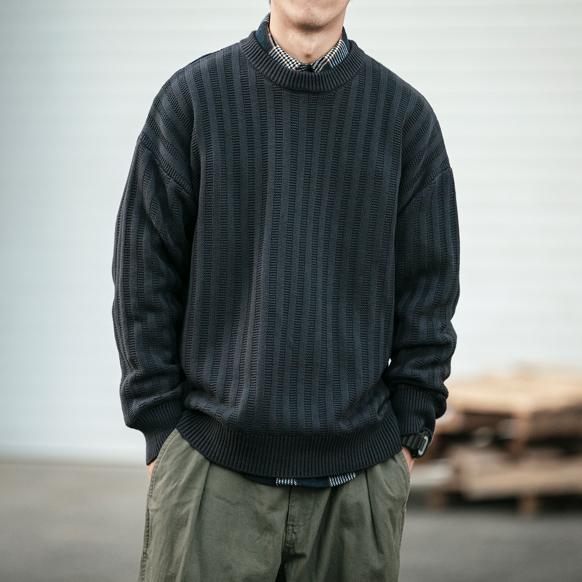 秋冬纯色毛衣加厚日系时尚外套