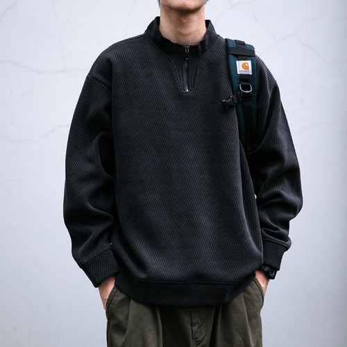 肌理感重磅550G半拉链立领卫衣男