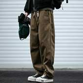 基础款 加绒工装 裤 冬季 男潮牌宽松百搭水洗复古加厚微锥休闲长裤 潮