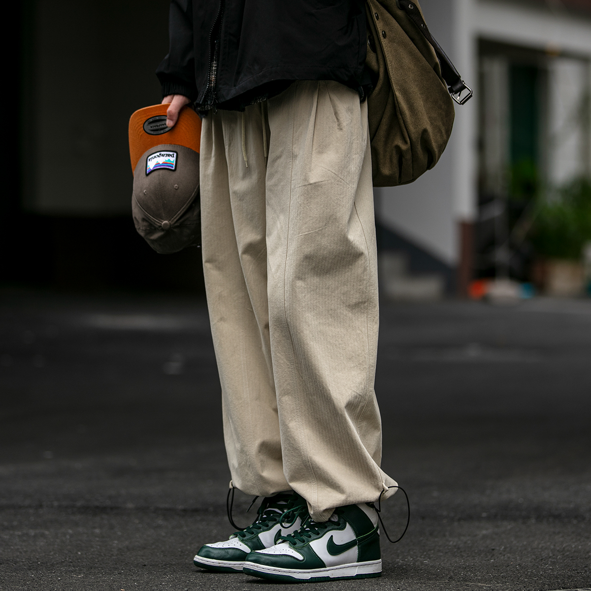 长裤宽松日系潮牌抽绳工装裤