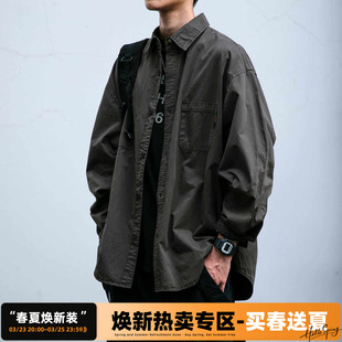 男女秋冬基础款 衬衫 寸衣外套潮 长袖 日系复古抗皱肌理感轻薄工装