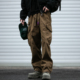 微锥休闲长裤 美式 男宽松水洗做旧抽绳束脚裤 裤 潮牌机能大口袋工装