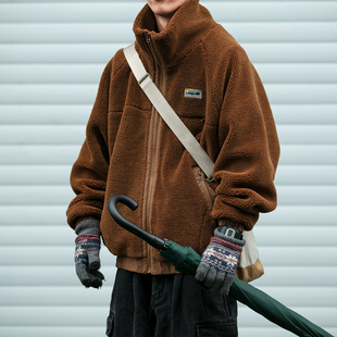 一件过冬 重磅加厚羊羔绒立领棉服男士冬季宽松保暖潮流情侣外套