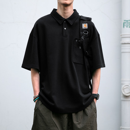 纽扣口袋短袖POLO衫男