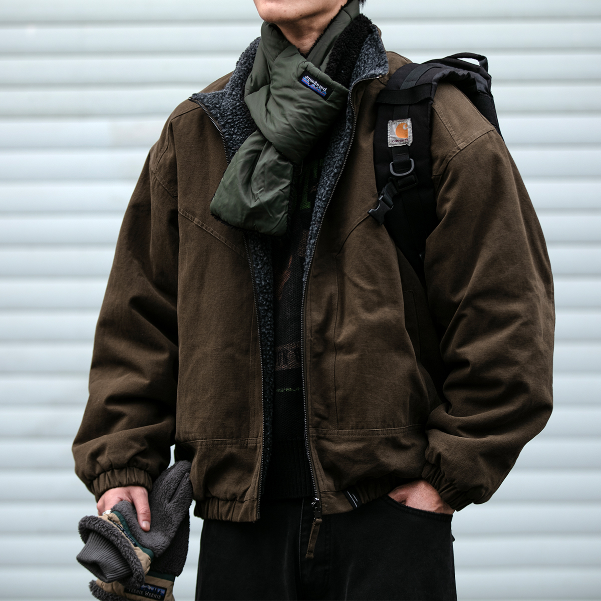 美式休闲两双面穿羊羔绒保暖棉服男冬季防风立领工装飞行夹克外套