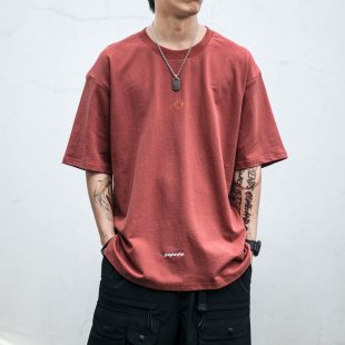 日系纯棉短袖 百搭休闲体恤TEE T恤男潮牌宽松情侣笑脸刺绣圆领半袖