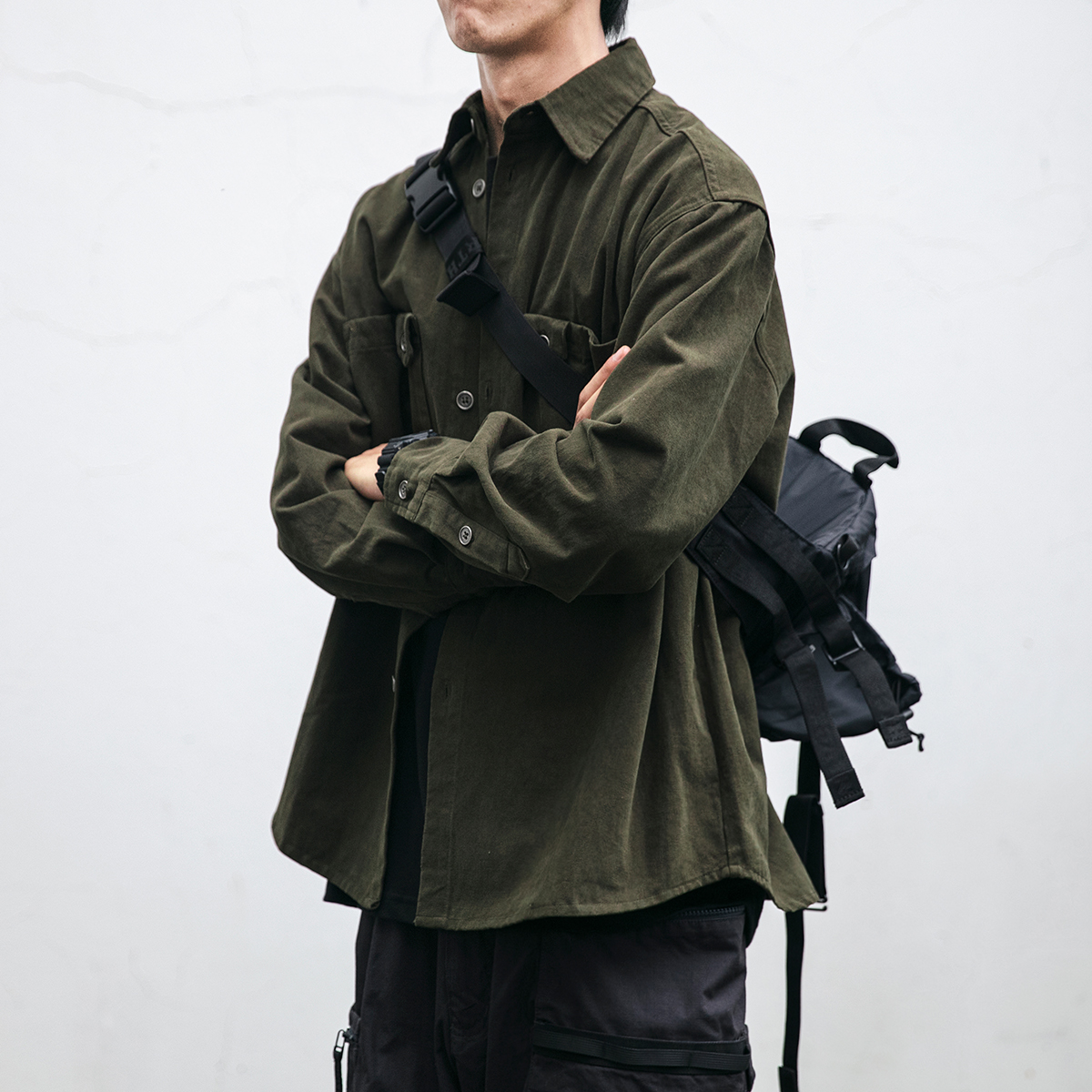 质感雪花日系复古工装衬衫潮