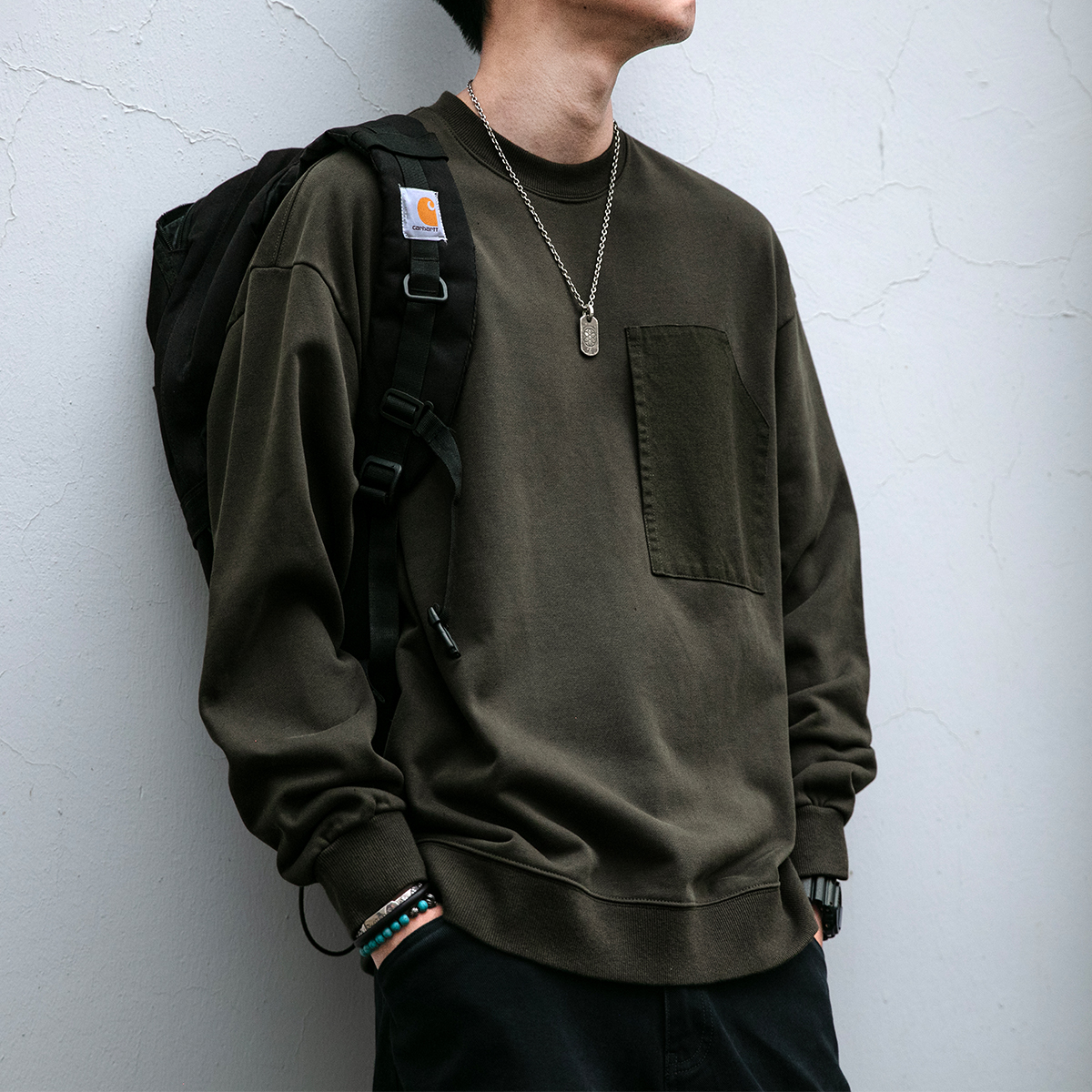 重磅440G抓毛加厚圆领卫衣男