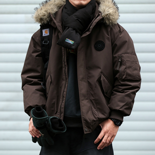 复古加厚防风保暖派克服潮 外套美式 秋冬毛领连帽羽绒服男女款 工装