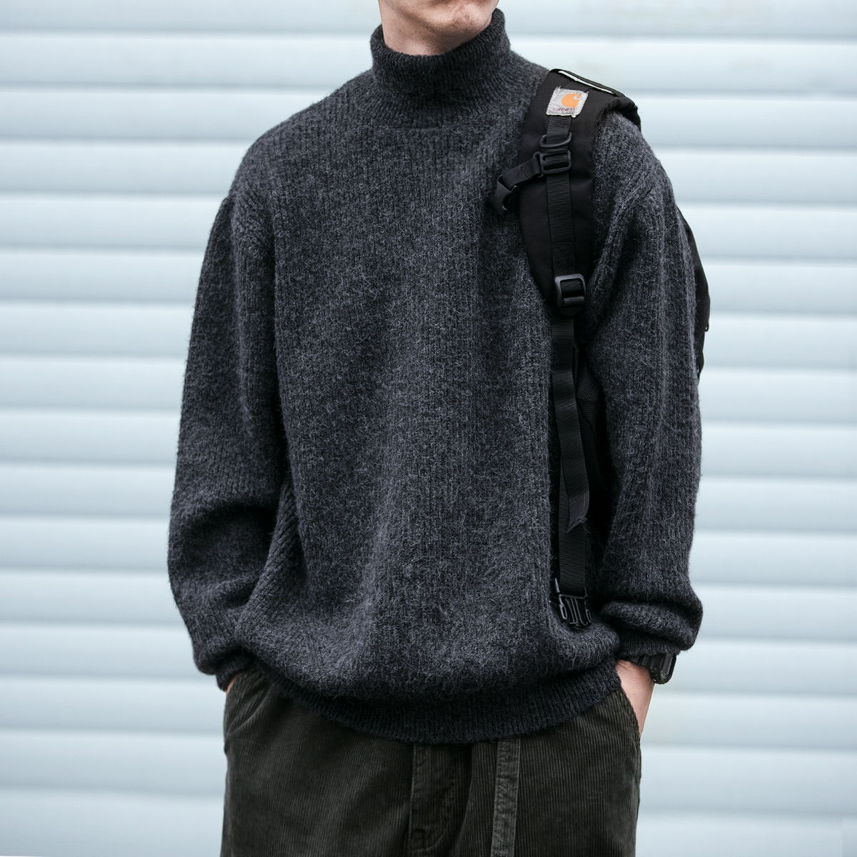 宽松高领加厚保暖毛衣外套