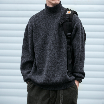 宽松高领加厚保暖毛衣外套