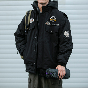 秋冬中长款 宽松M51多口袋保暖外套 羽绒服外套男潮牌贴标加厚工装