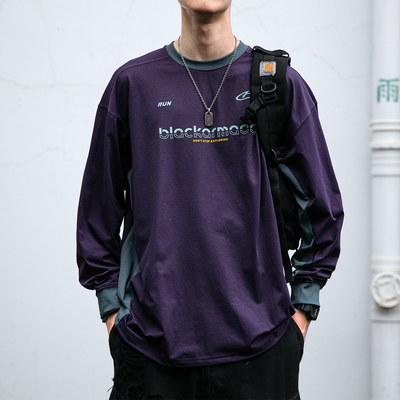 机能轻量化春秋运动速干字母印花长袖T恤衫男女单穿打底户外上衣