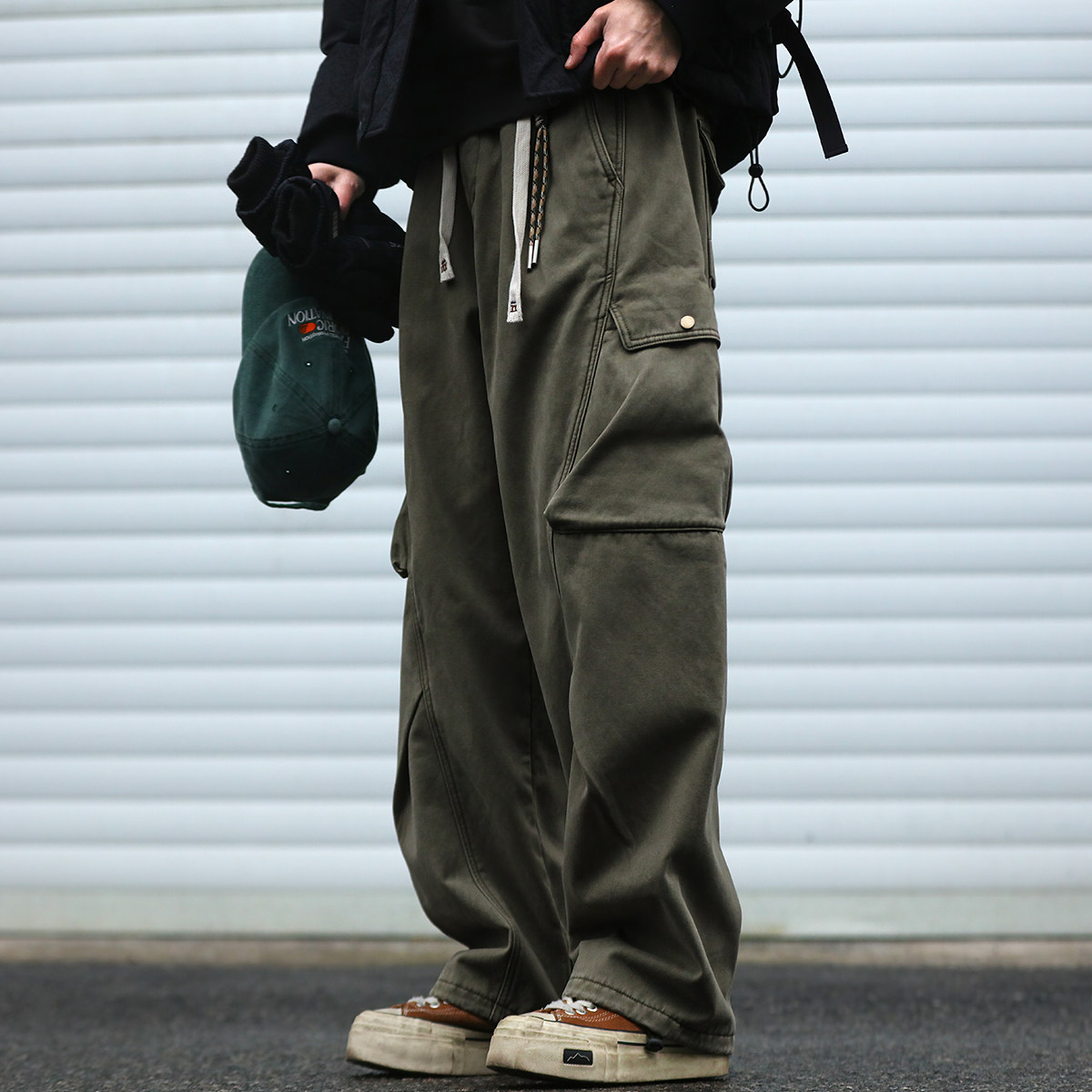 480G重磅立体裁剪加绒工装裤男秋冬宽松大口袋弯刀阔腿加厚长裤潮,男装,休闲裤,淘宝优惠券,粉丝福利购,淘宝优惠卷