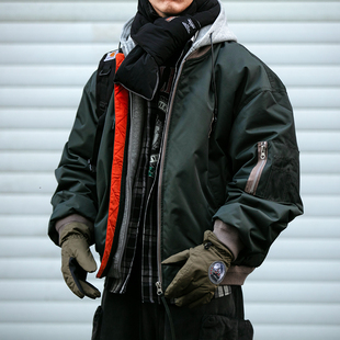 【一衣三型】设计感假三件90白鸭绒连帽飞行员羽绒服男冬季外套潮