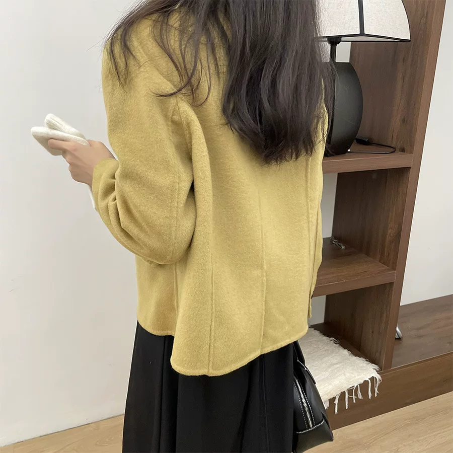 Демисезонное осеннее двустороннее шерстяное пальто oversize для подростков