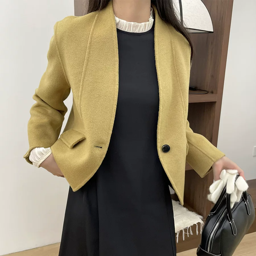 Демисезонное осеннее двустороннее шерстяное пальто oversize для подростков