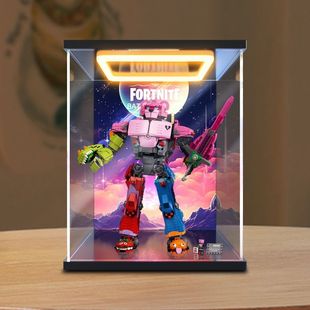 适用乐高77078机甲小队首领 碉堡之夜模型手办回灯亚克力展示盒