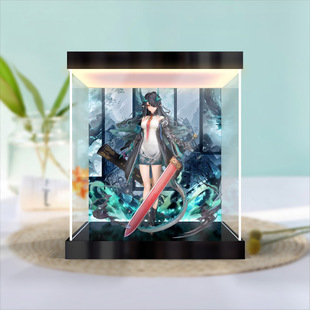 适用明日方舟 夕 手办模型潮玩防尘罩亚克力主题背景灯箱款收纳盒